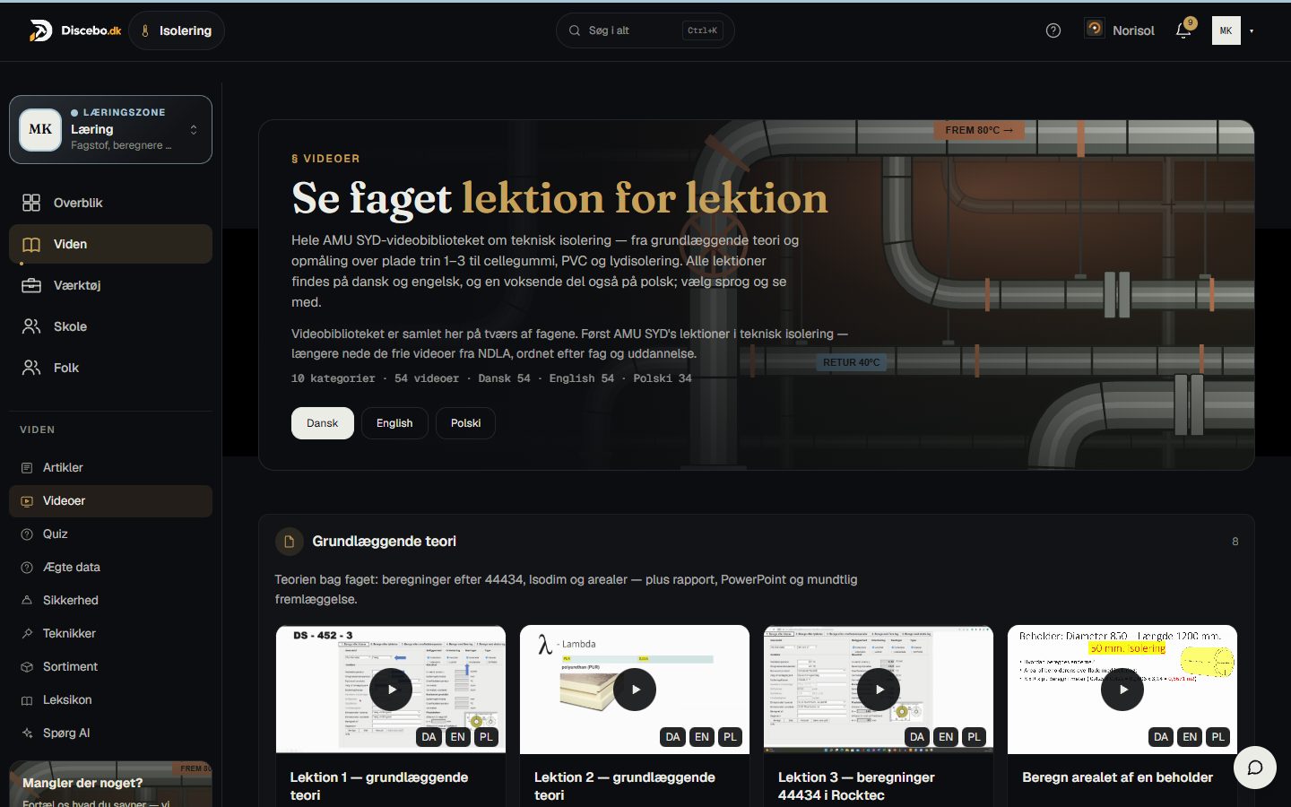 Videos — the lessons with a choice of language