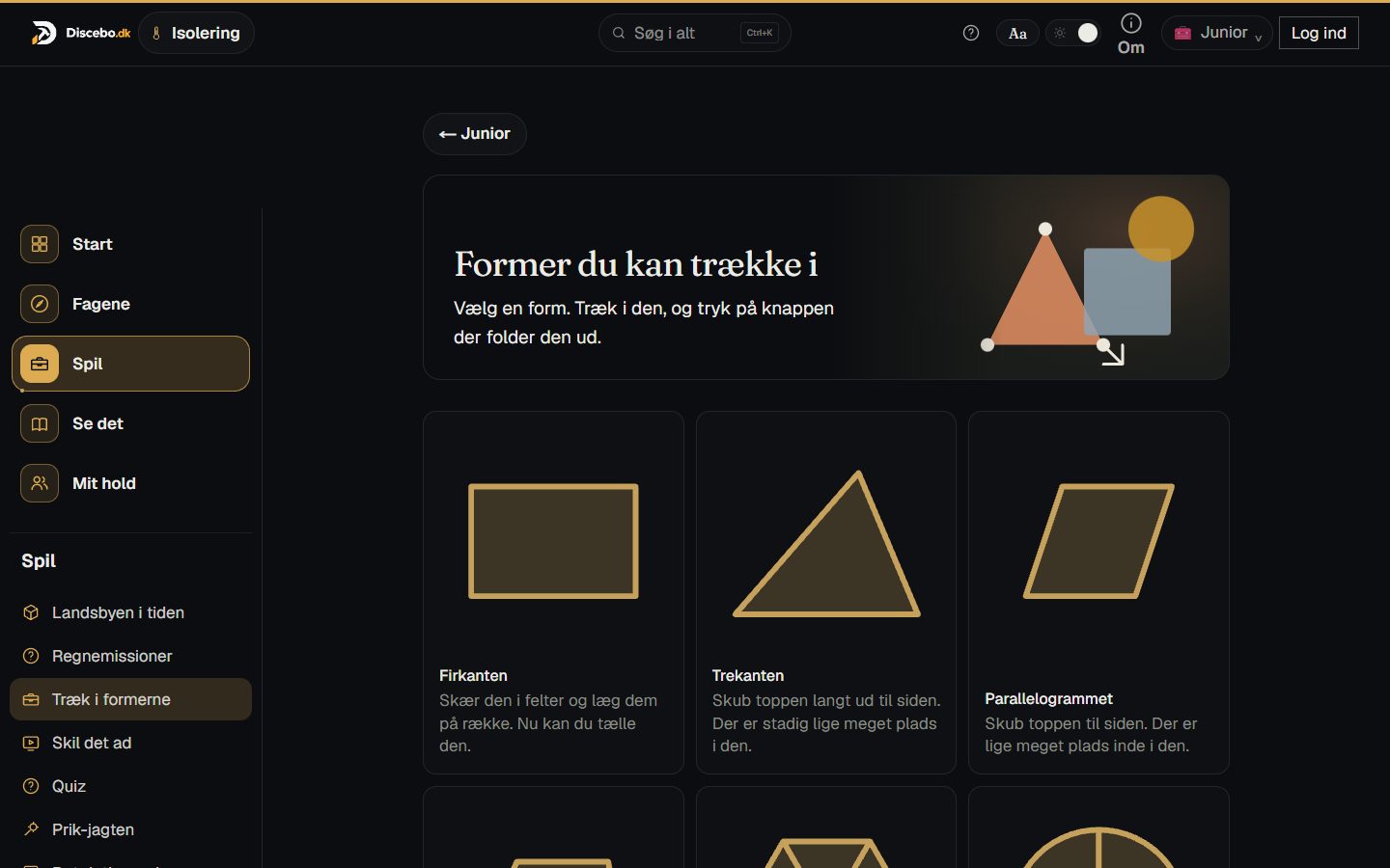 The shapes — square and triangle